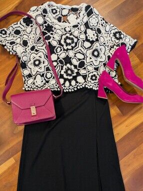 NWOT Zara Black & White Crochet Top